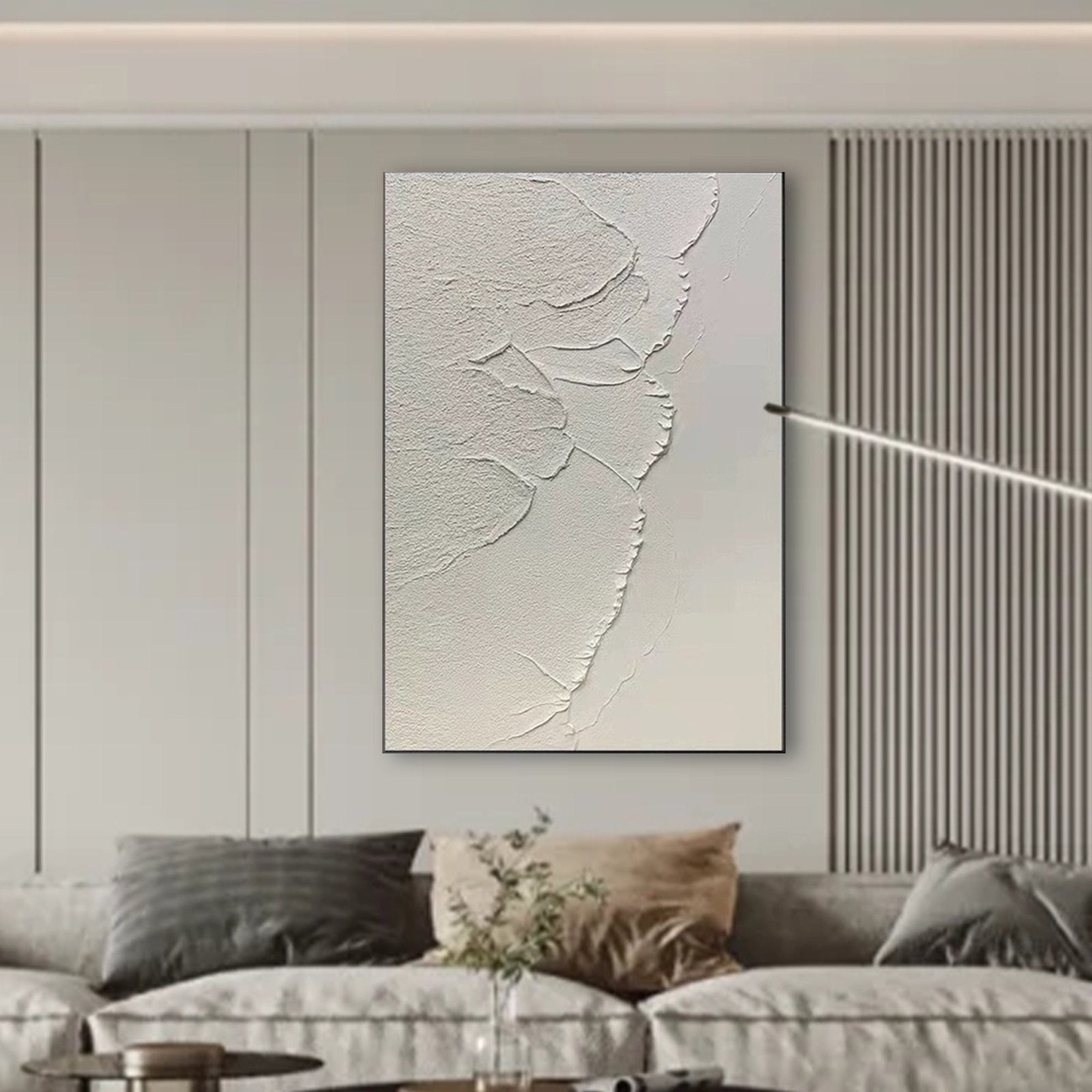 Contemporary Textured Wall Art – White Minimalist Canvas Painting