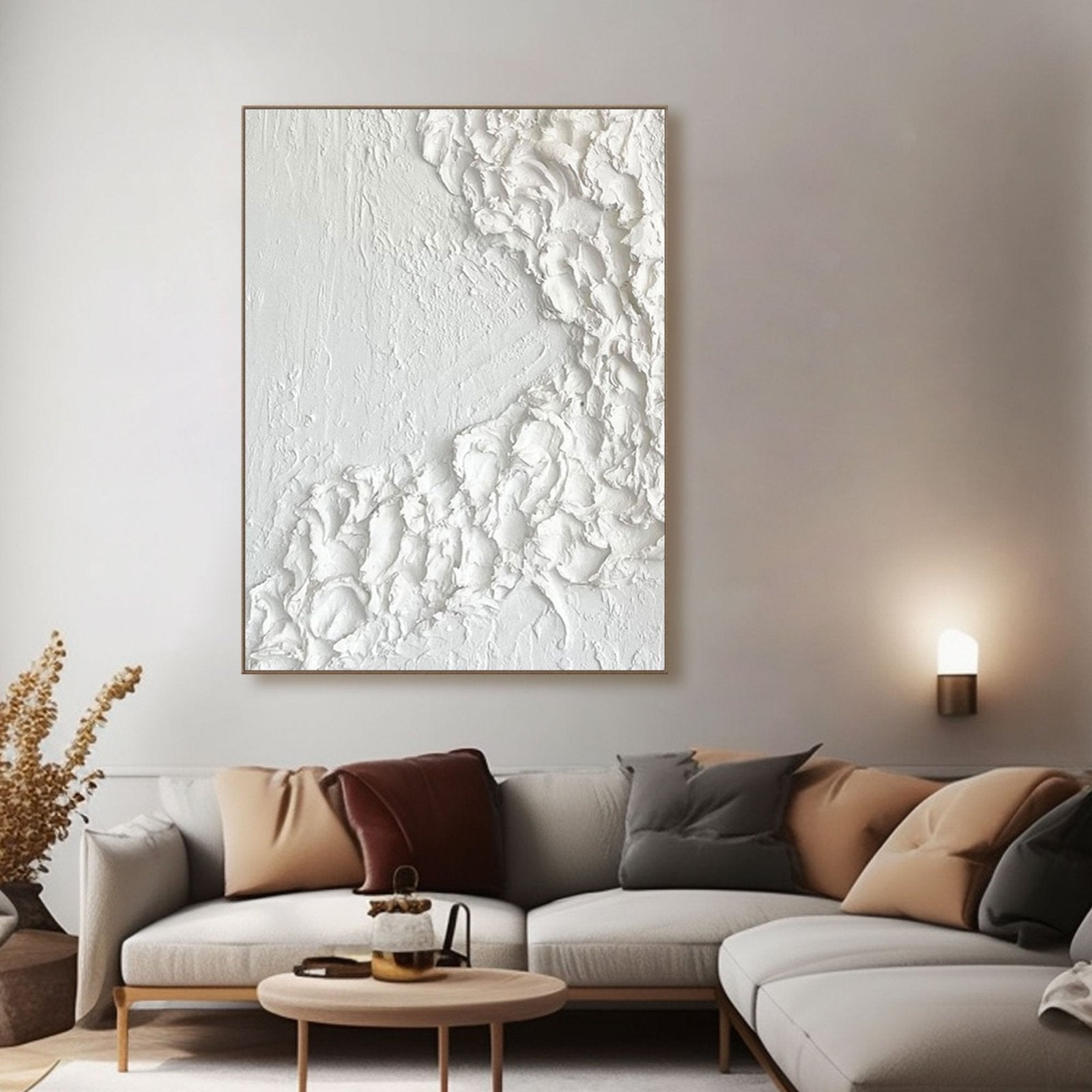 Textured White Abstract Canvas Art | Large Vertical Painting for Wall Decor #TC 192