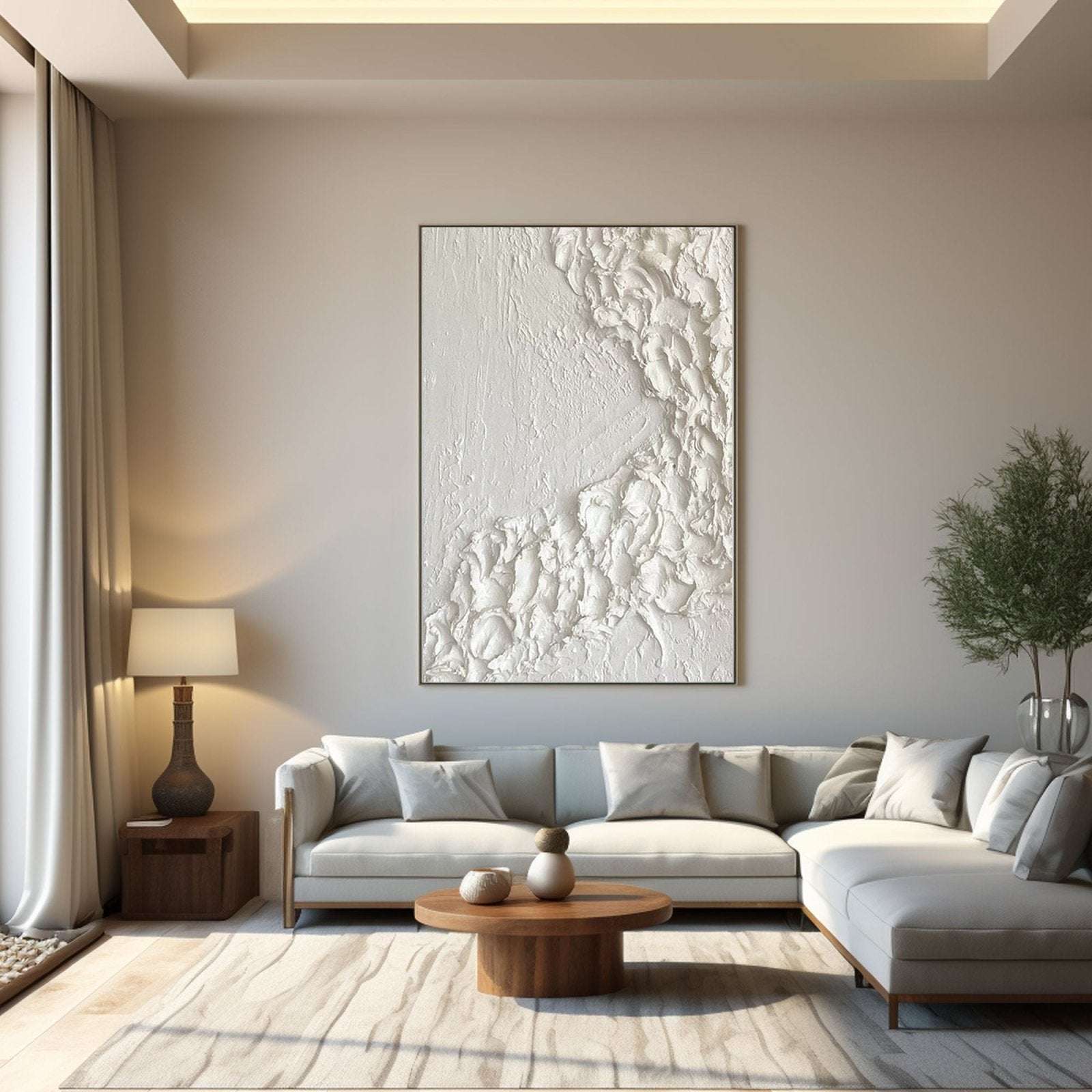 Impasto White Wall Art Painting