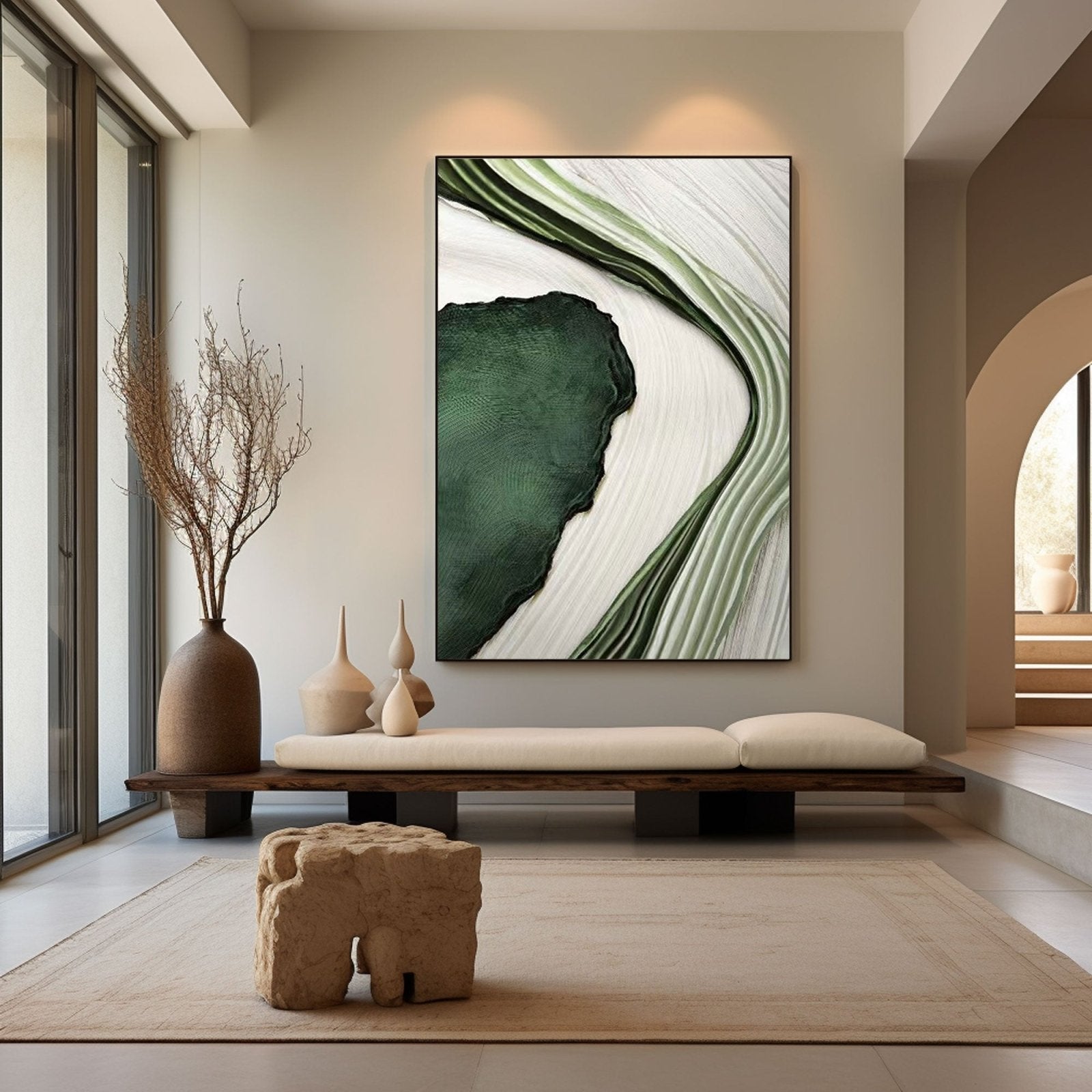 Contemporary Green & White Wall Art