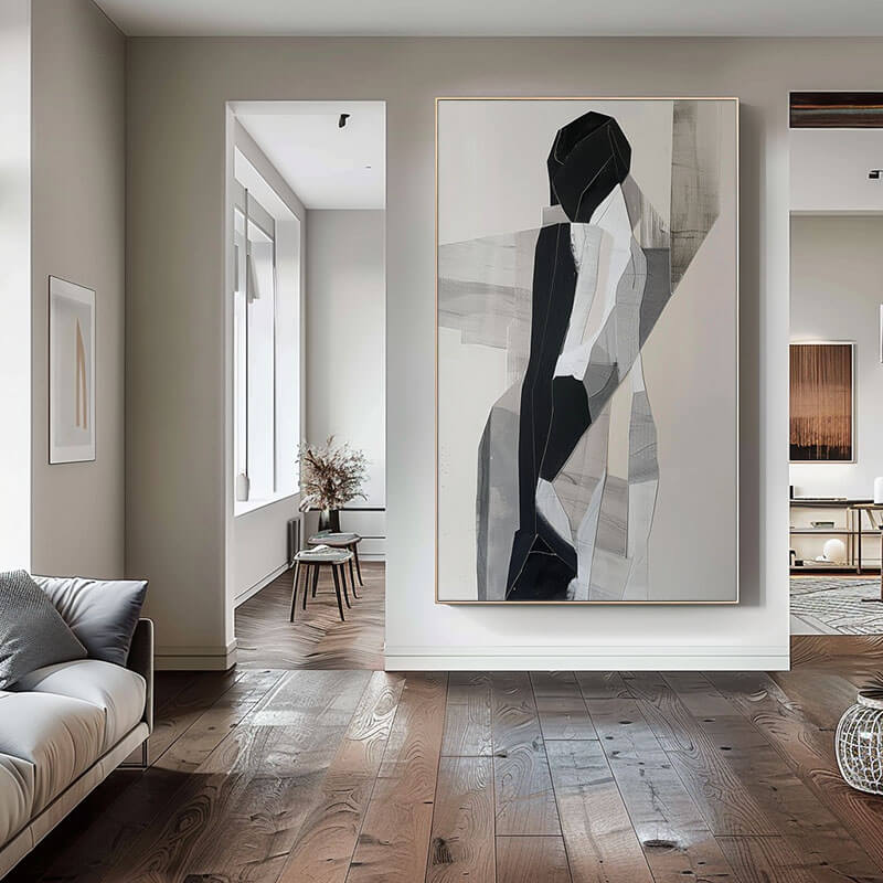 Modern Black & White Abstract Art | Minimalist Wall Decor #AA 041