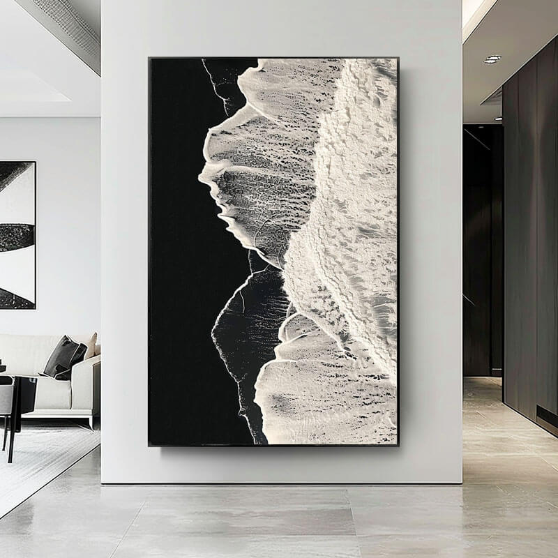 Textured Impasto Seascape Oil Painting | 3D Wave Effect Art