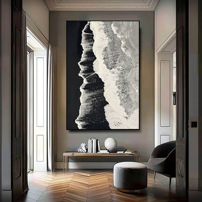 Moody Coastal Wall Decor | Serene Dark Ocean Wave Painting #AA 359