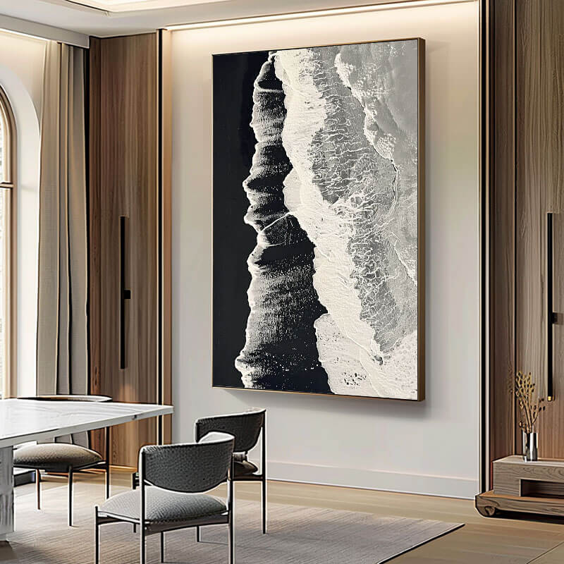 Moody Coastal Wall Decor | Serene Dark Ocean Wave Painting #AA 359