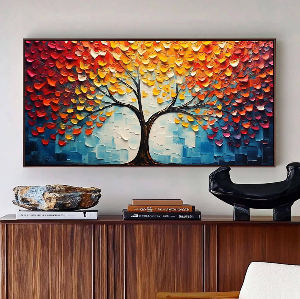 3D Textured Tree of Life Art | Colorful Impasto Painting #AA 030