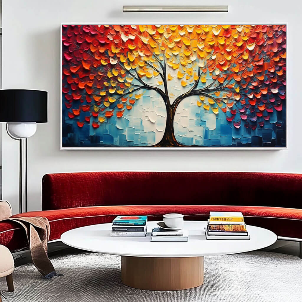 Abstract Autumn Tree Painting | Textured Fall Colors Art