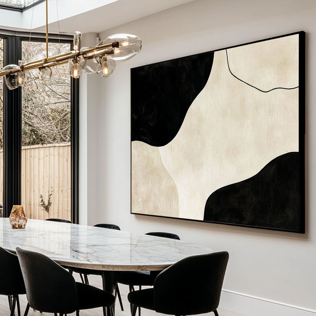 Japandi Style Wall Art | Minimalist Black & Beige Painting #AA 038