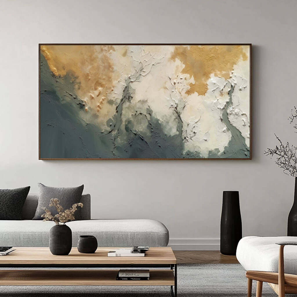 Gold and Grey Abstract Canvas Art | 3D Textured Wall Decor #AA 403