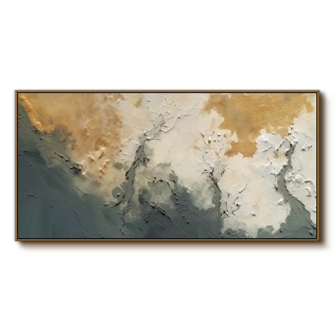 Gold and Grey Abstract Canvas Art | 3D Textured Wall Decor #AA 403