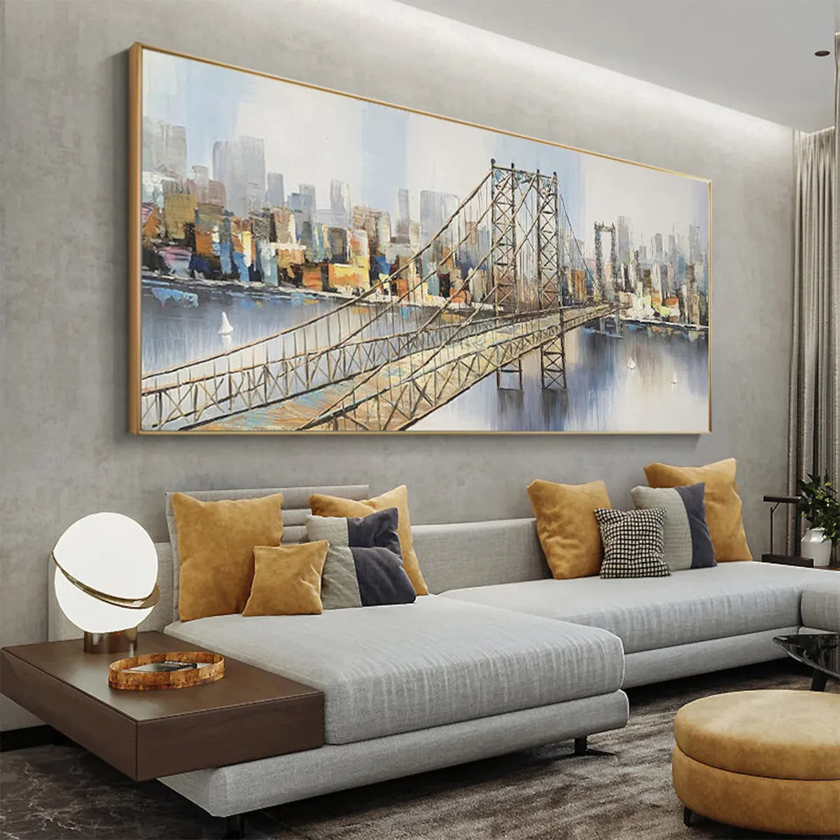 Modern City Bridge Painting | Abstract New York City Wall Art #AA 085