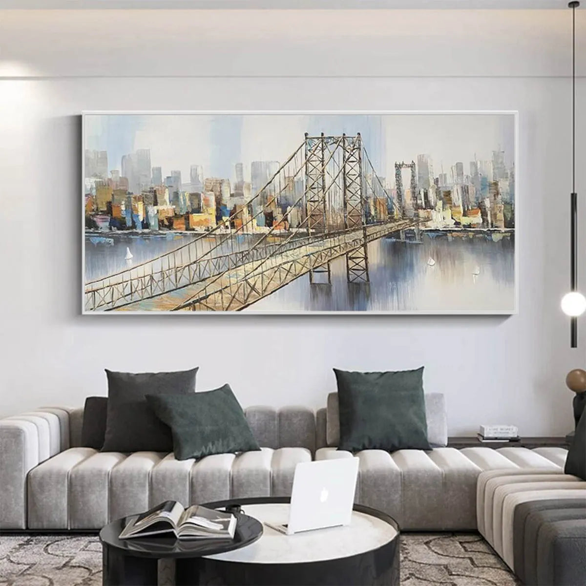 Modern City Bridge Painting | Abstract New York City Wall Art #AA 085