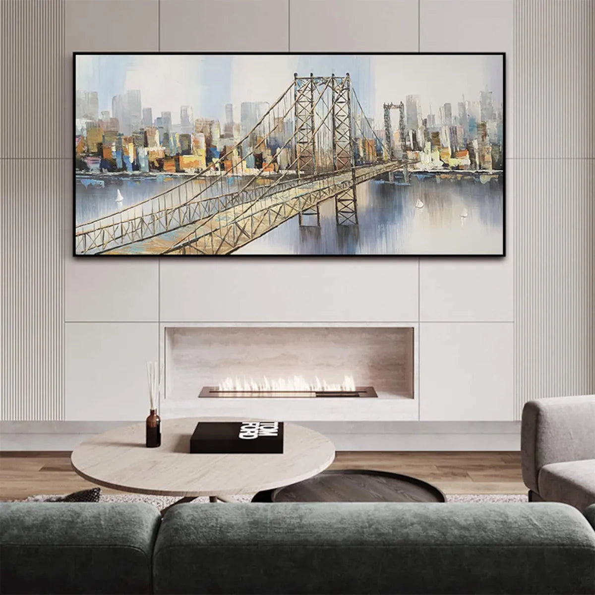 Modern City Bridge Painting | Abstract New York City Wall Art #AA 085