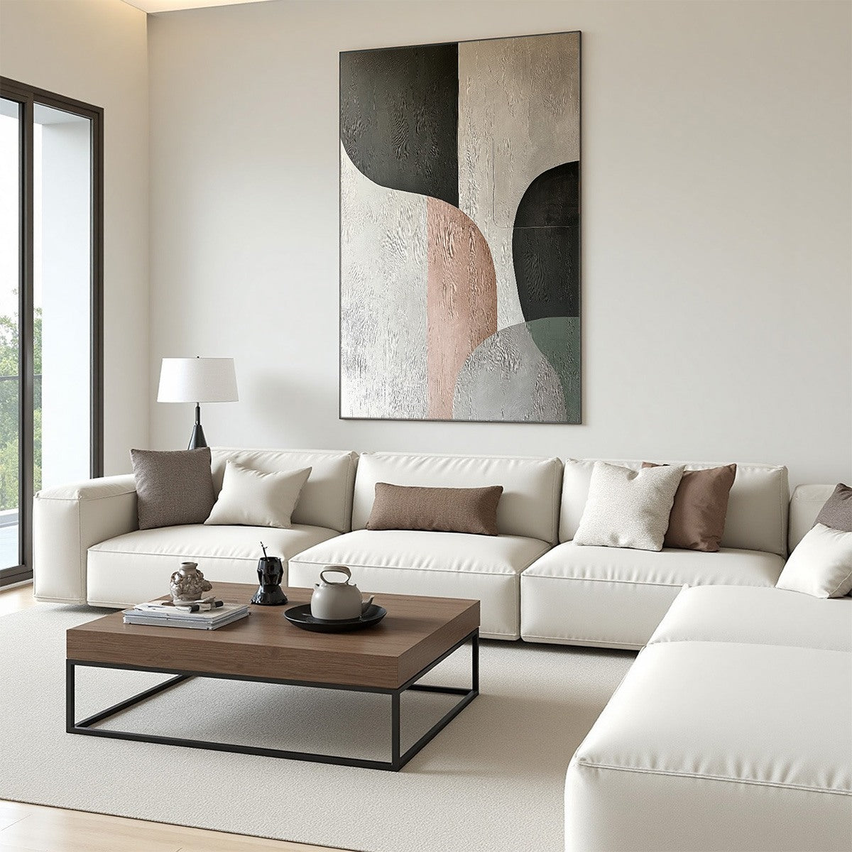 Earth Tone Abstract Wall Art | Organic Shapes Wall Painting #AA 100