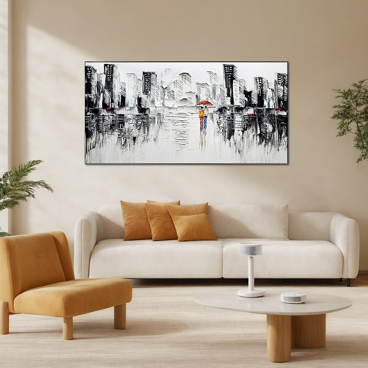 Black & White City Art | Modern Landscape Painting #ZZ 256