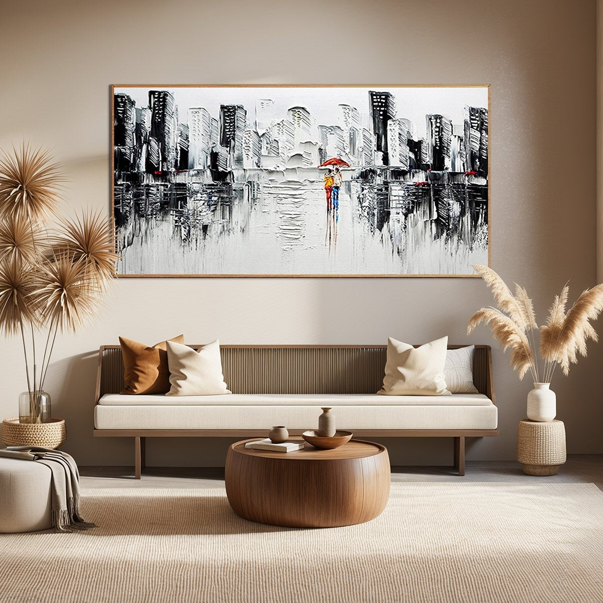 Black & White City Art | Modern Landscape Painting #ZZ 256