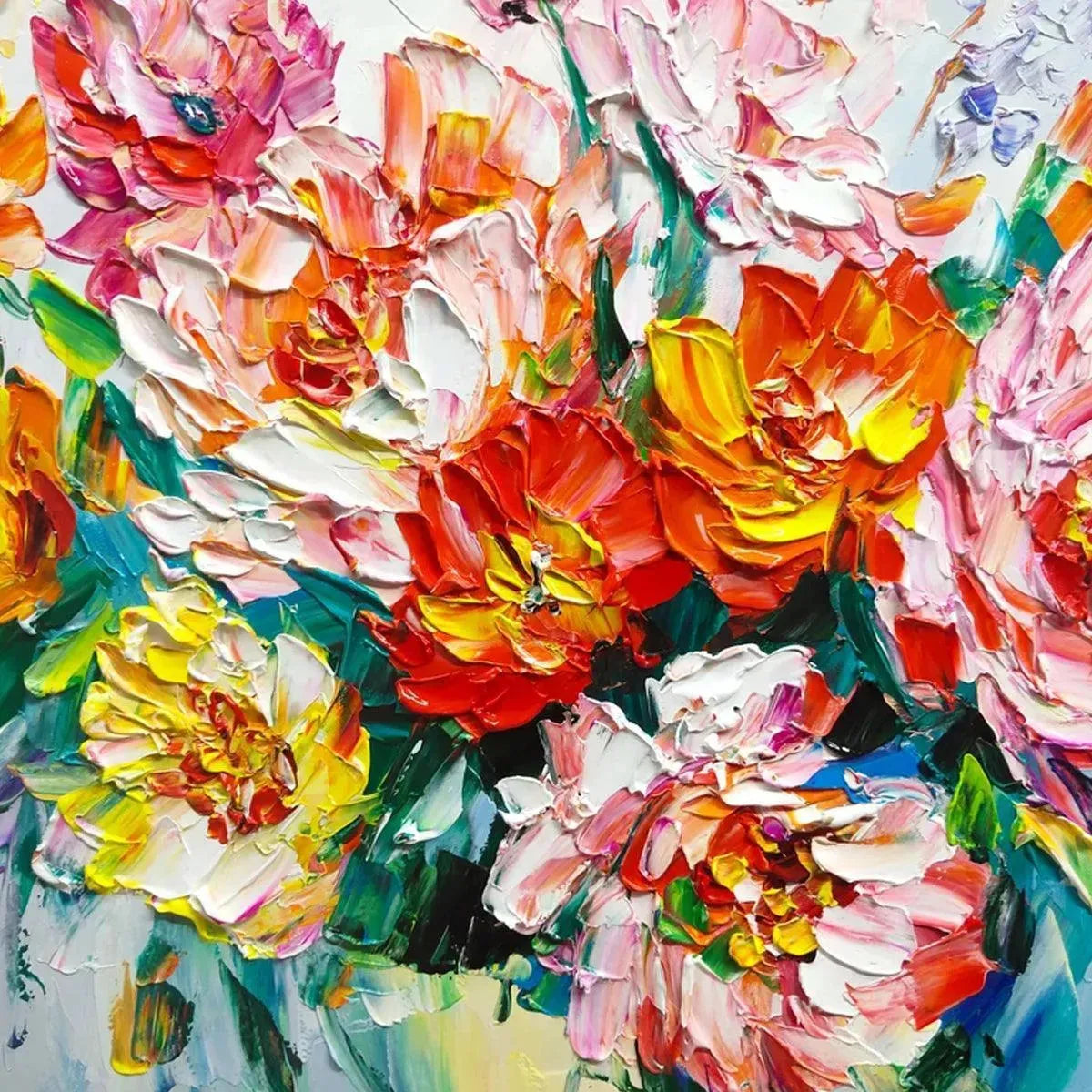 Textured 3D Floral Painting | Colorful Impasto Bouquet Art #AA 171