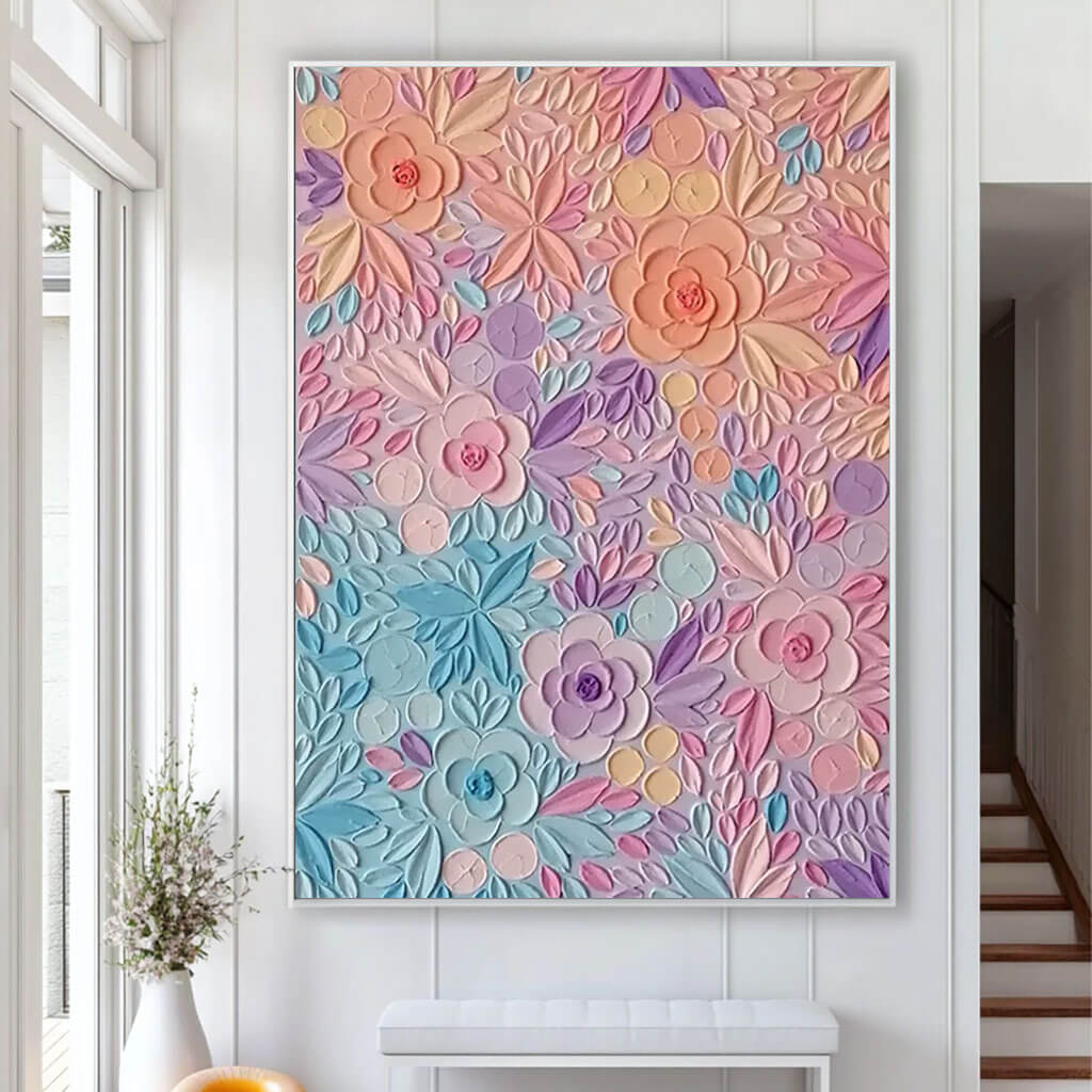 Dreamy Pastel Flower Painting | Whimsical 3D Wall Art #AA 037