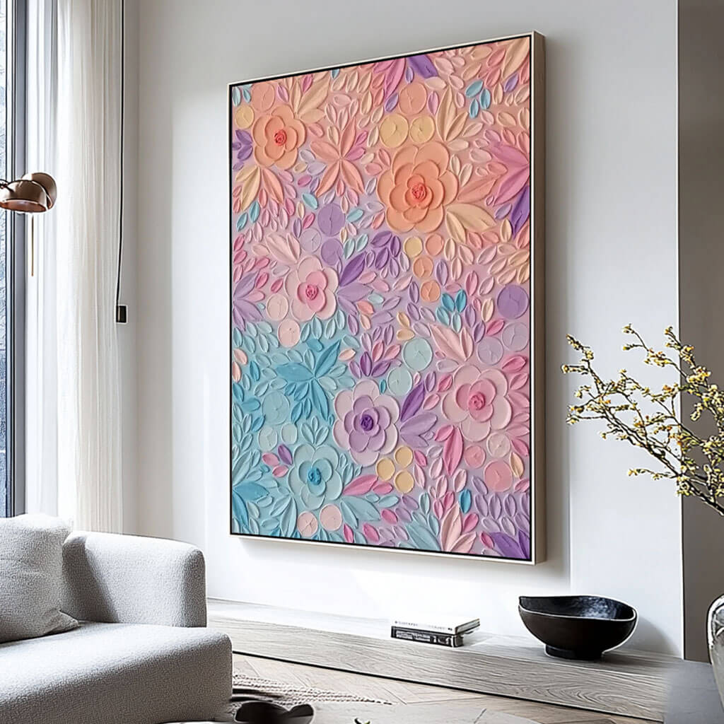 Dreamy Pastel Flower Painting | Whimsical 3D Wall Art #AA 037