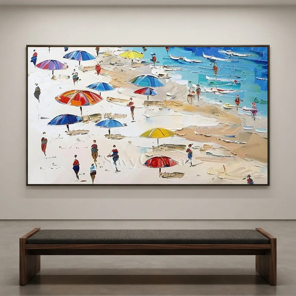 Vibrant Summer Beach Painting | Cheerful Coastal Art #AA 278