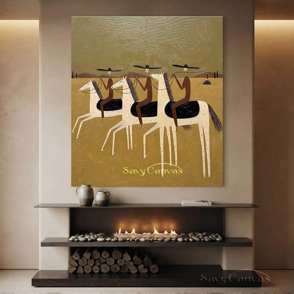 Western Three Riders Horse Oil Painting #SS 231