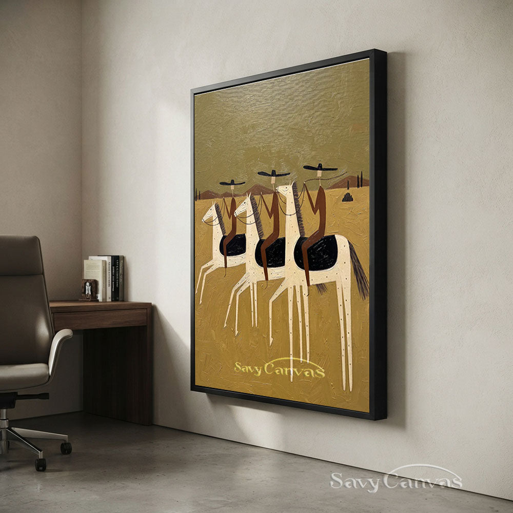 Western Three Riders Horse Oil Painting #SS 231