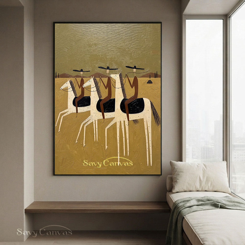Western Three Riders Horse Oil Painting #SS 231