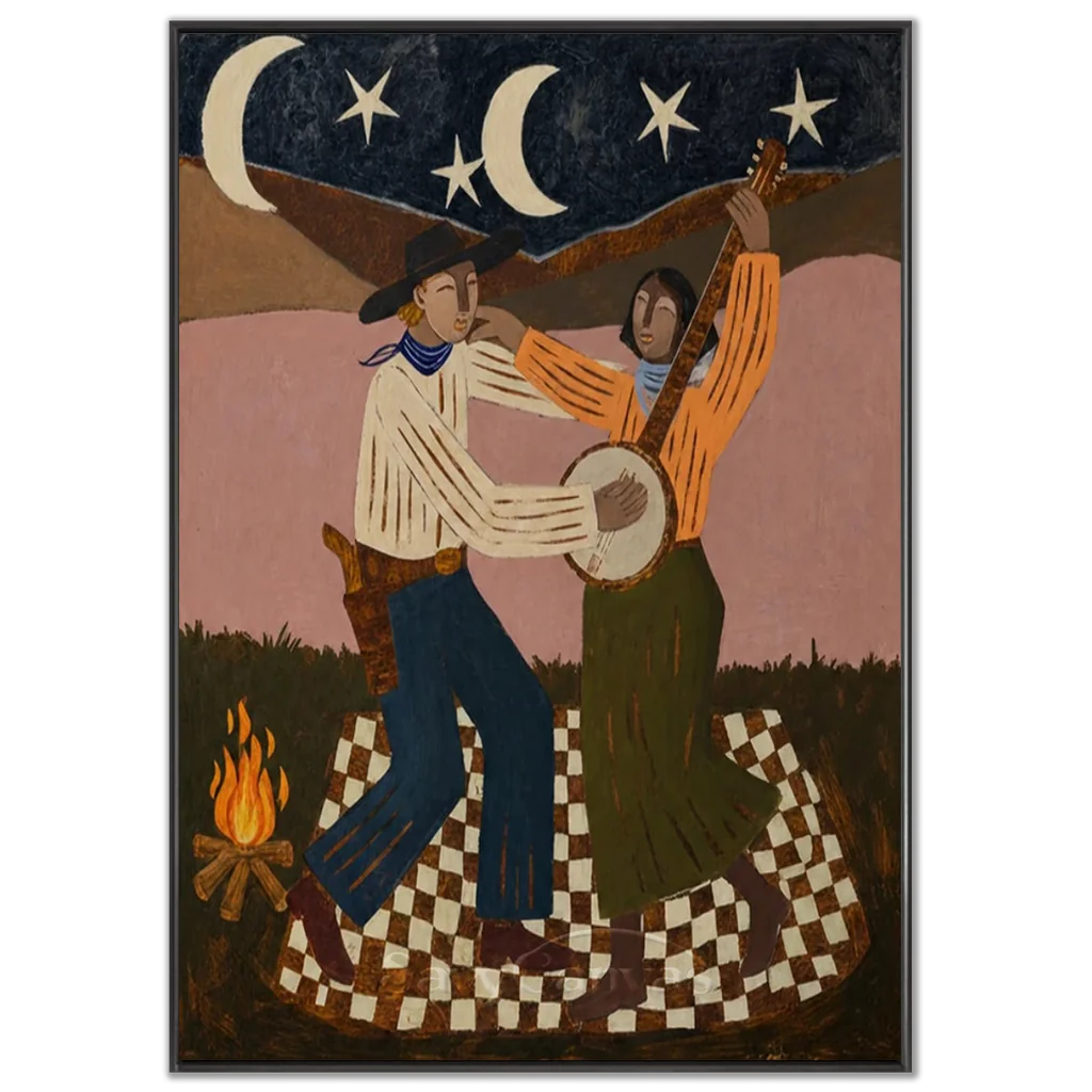 Vintage_Americana_Art_Campfire_Dance-black-frame-02.webp