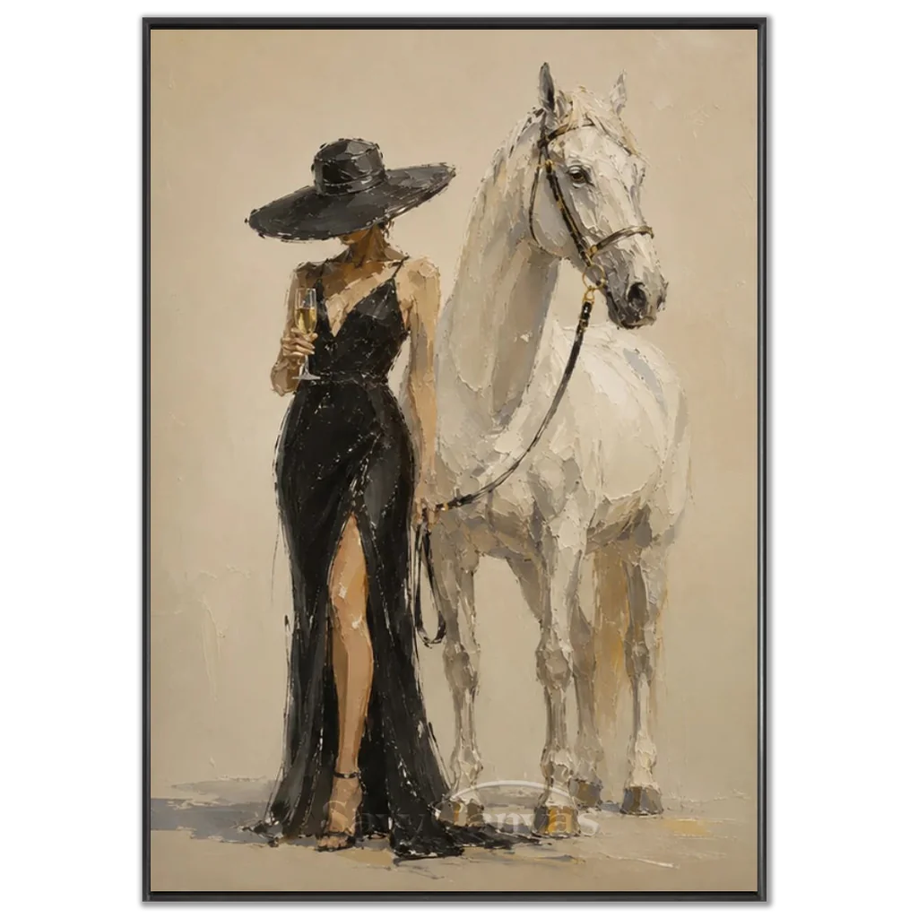 Vintage_Americana_Art_Champagne_White_Steed-black-frame-02.webp