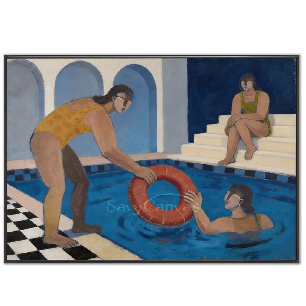 Vintage_Americana_Art_Conversation_By_The_Pool-black-frame-02.webp