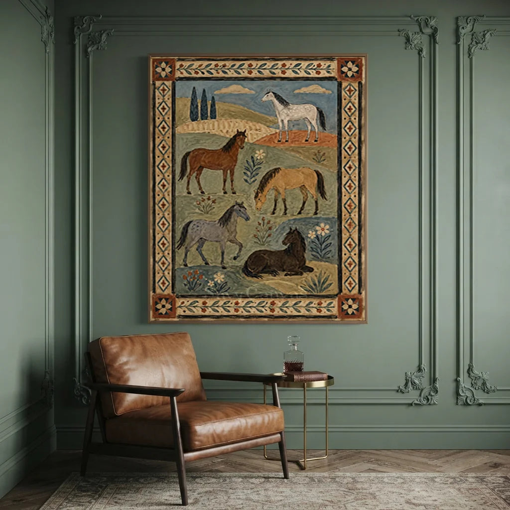 Vintage_Americana_Art_Five_Pasture_Horses-for-vintage-style-wall-01.webp
