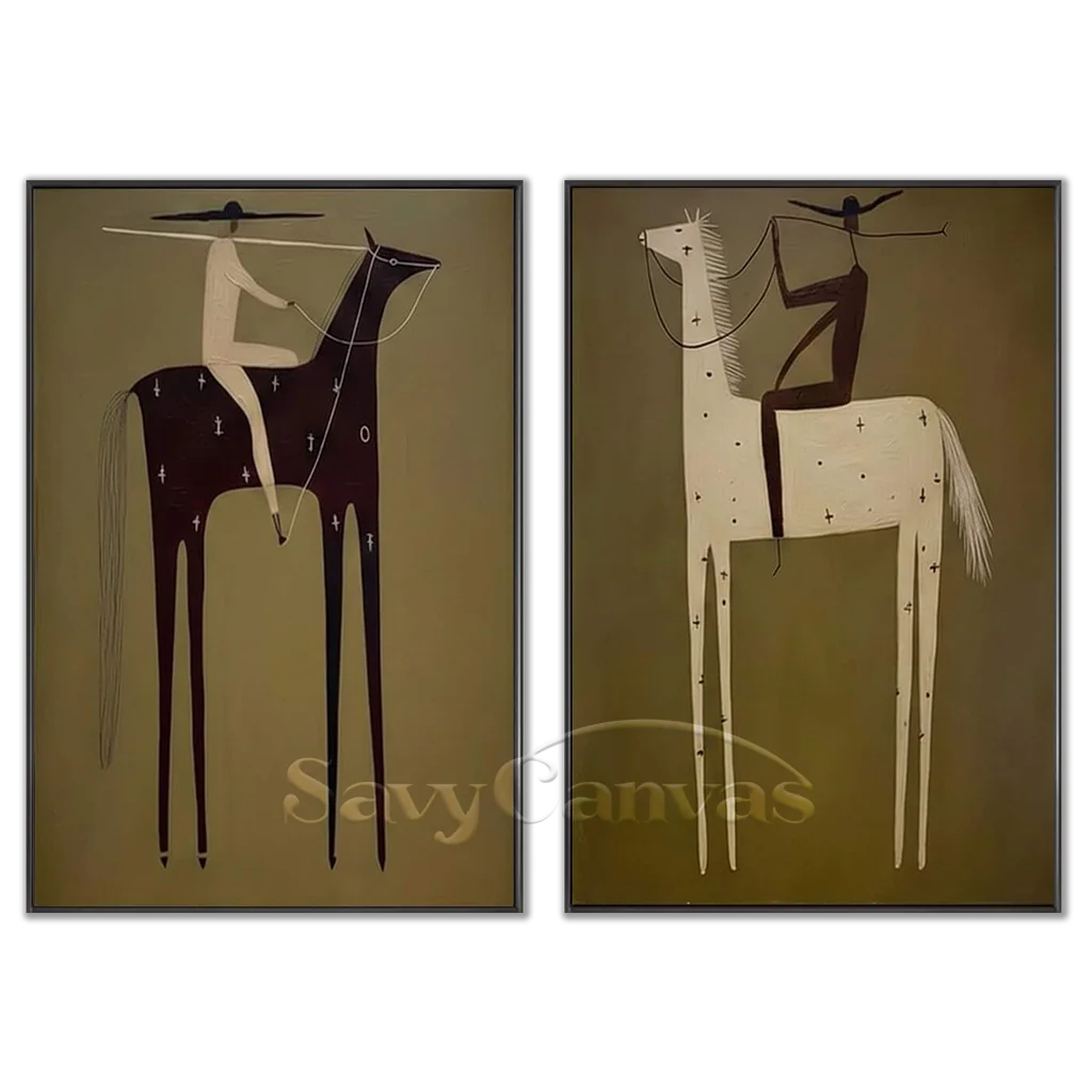 Vintage_Americana_Art_Green_Duality_Riders-black-frame-02.webp