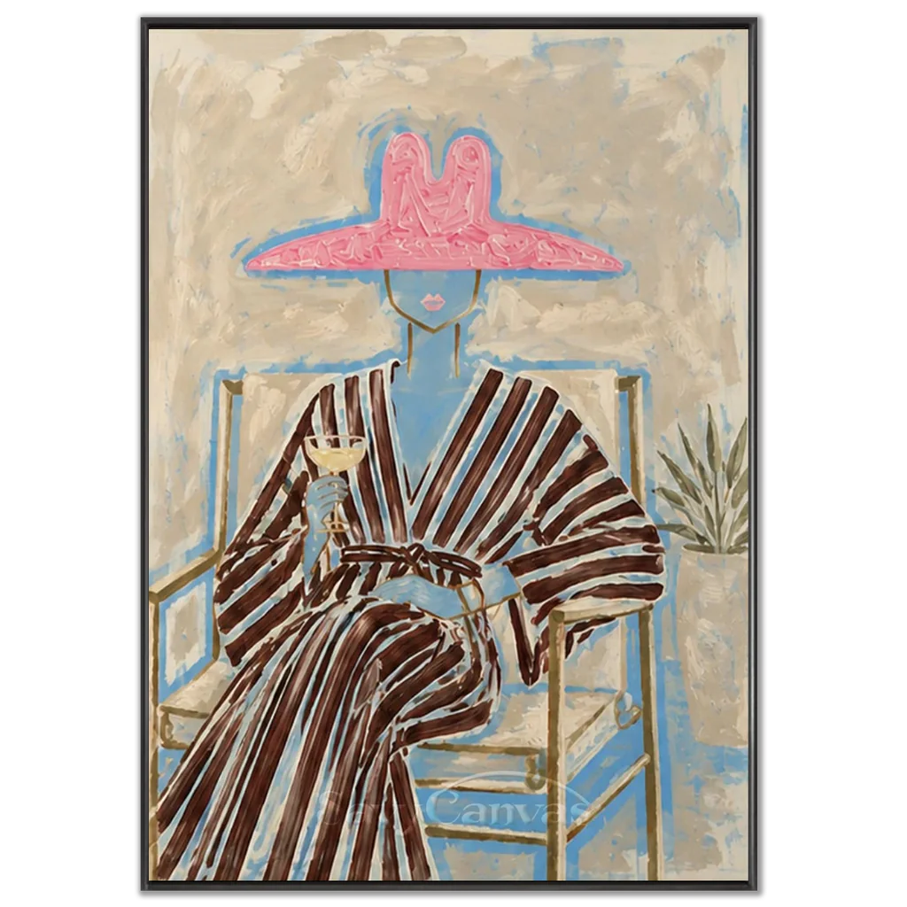 Vintage_Americana_Art_Pink_Hat_Leisure-black-frame-02.webp