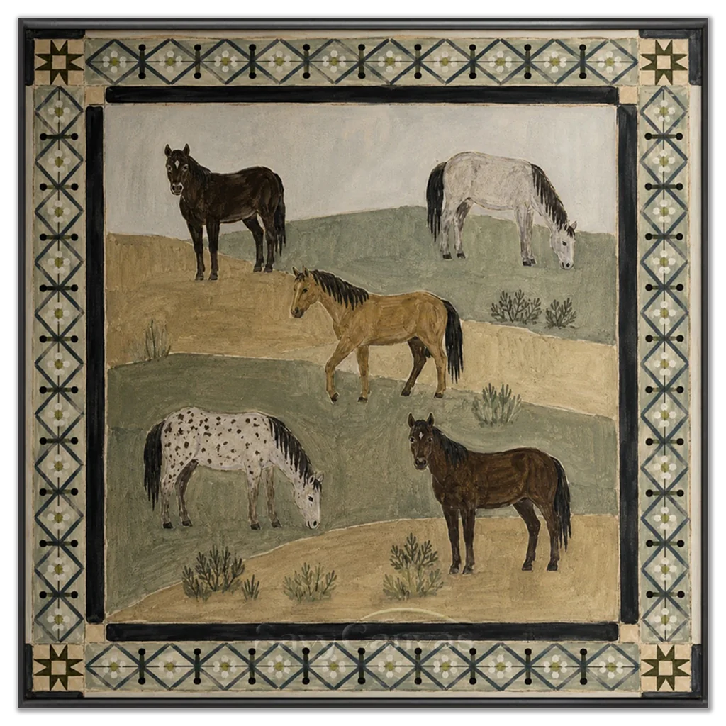 Vintage_Americana_Art_Prairie_Five_Horses-black-frame-02.webp