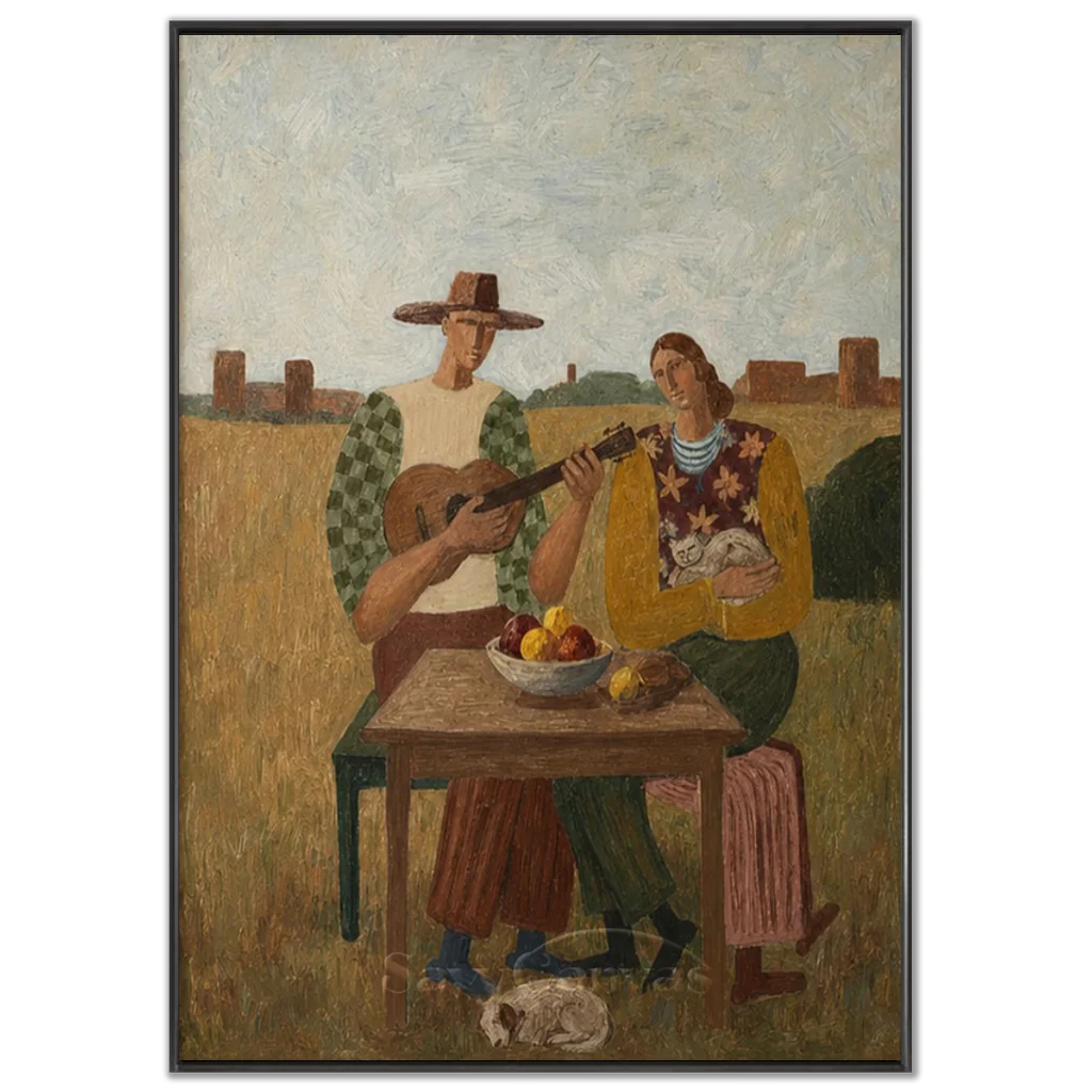 Vintage_Americana_Art_Prairie_Folk_Guitar_Serenade-black-frame-02.webp