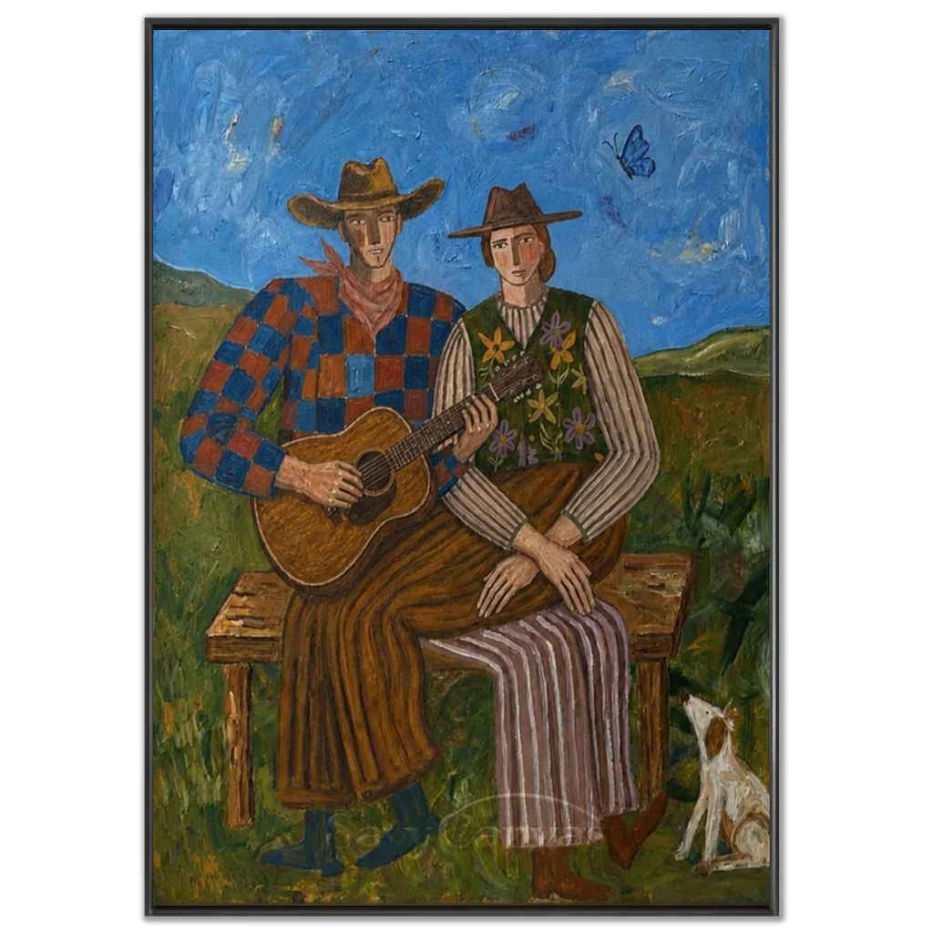 Vintage_Americana_Art_Prairie_Guitar_Duet-black-frame-02.webp