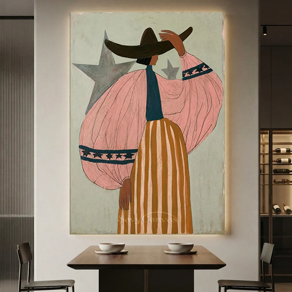 Vintage_Americana_Art_Star_Robe_On_Sage_Plains-for-elegant-restaurant-wall-decor-01.webp