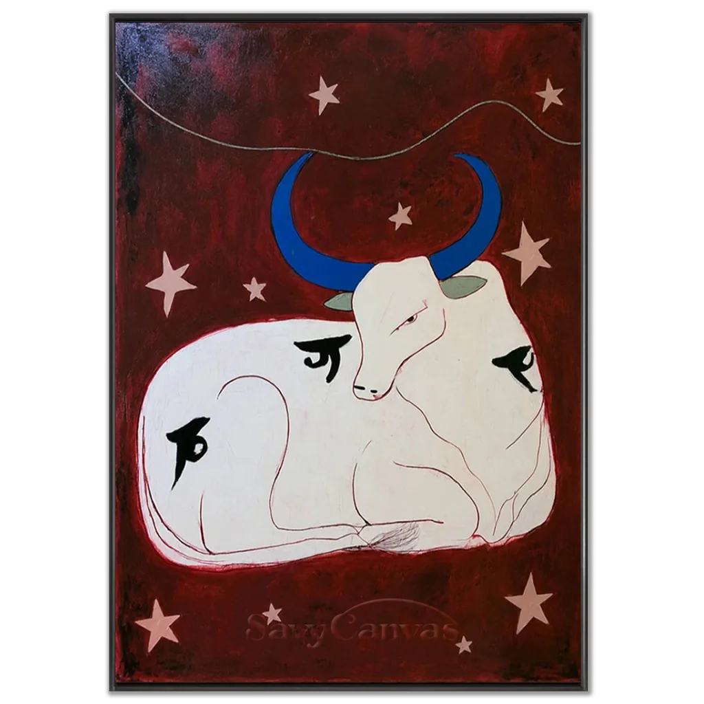 Vintage_Americana_Art_Starfall_Over_The_Resting_Steer-black-frame-02.webp