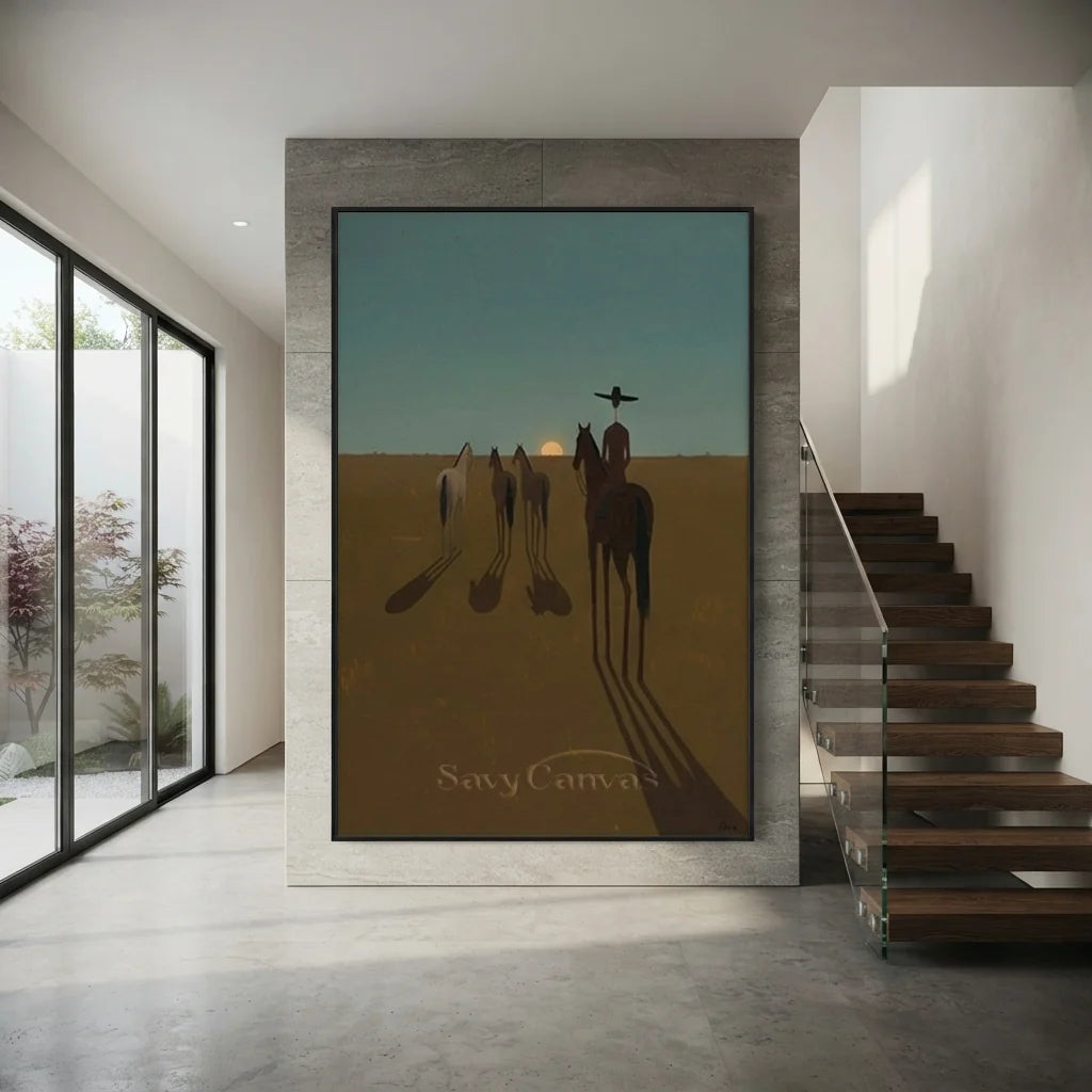 Vintage_Americana_Art_Sundown_Trail_Silence-for-modern-staircase-decor-01.webp