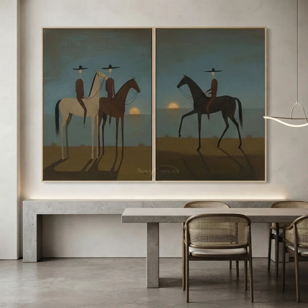 Vintage_Americana_Art_Sunset_Riders_Set-for-elegant-restaurant-wall-decor-01.webp