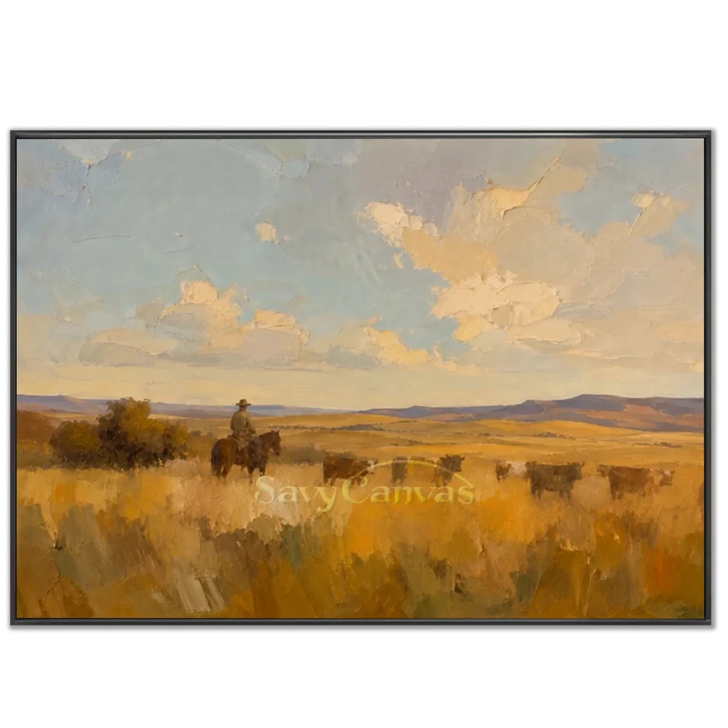 Vintage_Americana_Art_The_Golden_Silence_of_the_Range-black-frame-02.webp
