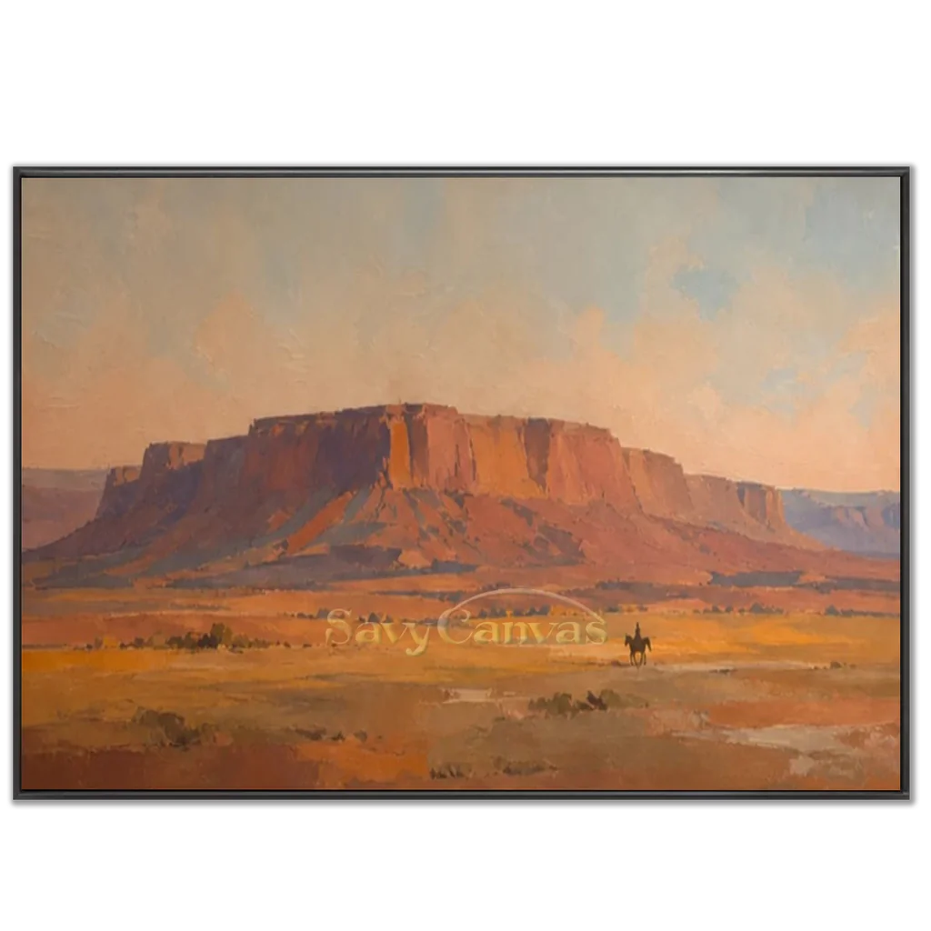 Vintage_Americana_Art_The_Last_Rider_Beneath_the_Mesa-black-frame-02.webp