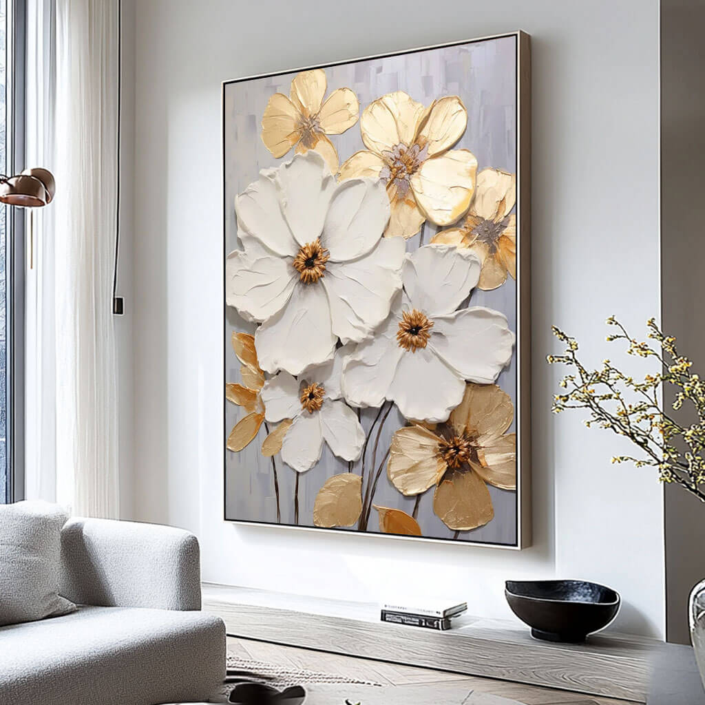 Elegant 3D Flower Canvas Art | Contemporary Floral Decor #AA 032