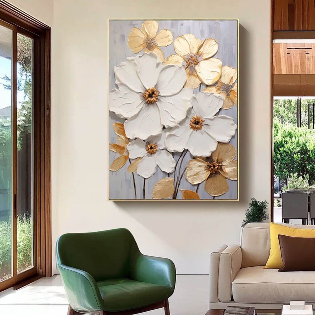 Elegant 3D Flower Canvas Art | Contemporary Floral Decor #AA 032