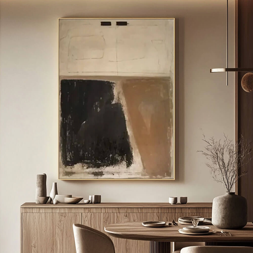 Textured Earth Tone Abstract Art | Brown & Black Painting #AA 075