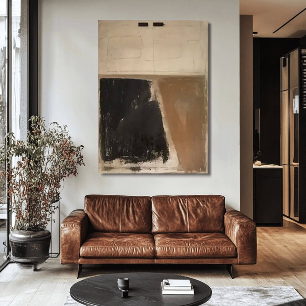 Textured Earth Tone Abstract Art | Brown & Black Painting #AA 075