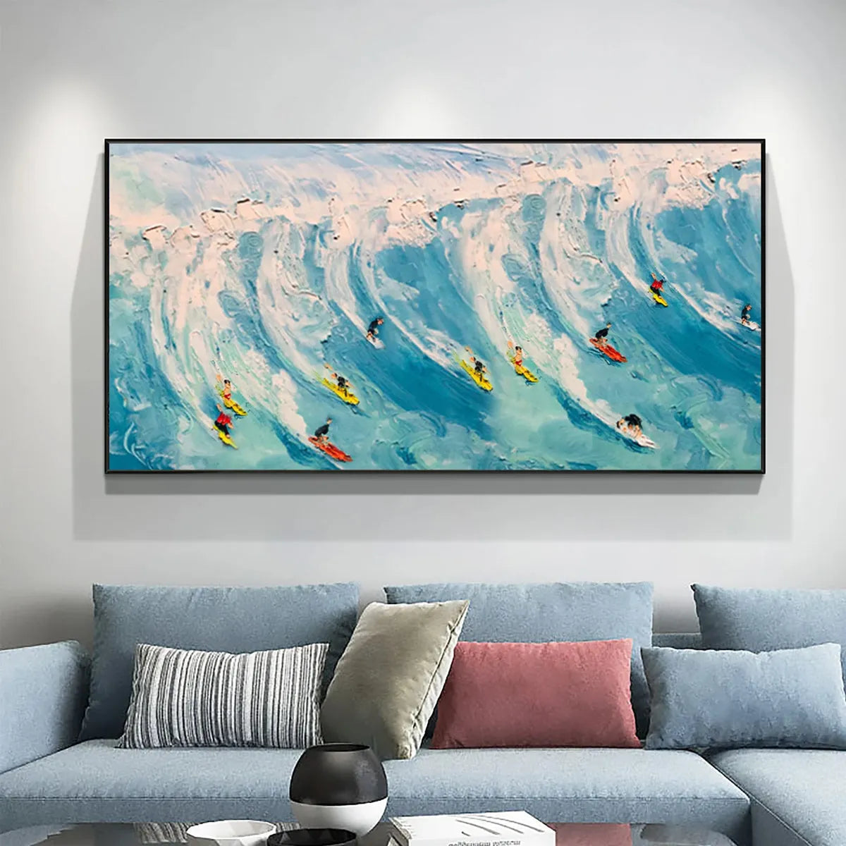Modern Coastal Wall Art | Large 3D Surfing Wave Painting #AA 237