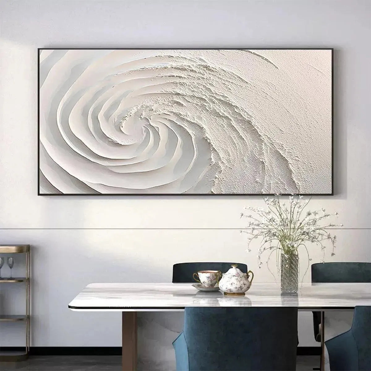 Handmade 3D Abstract Canvas | White Textured Wall Art