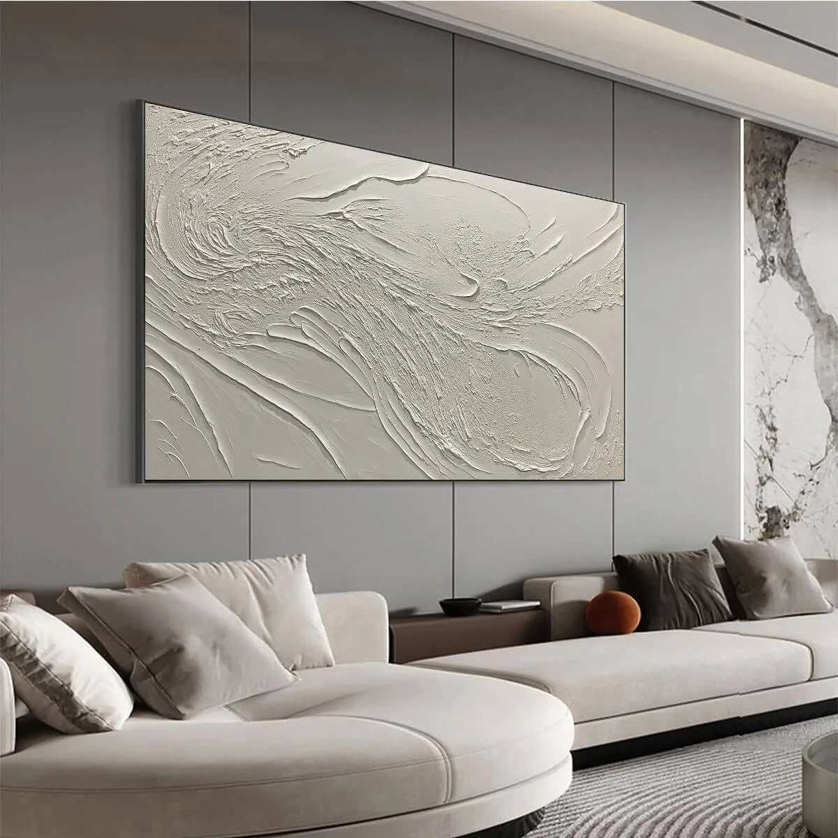 Textured 3D White Abstract Art | Minimalist Plaster Painting #AA 102