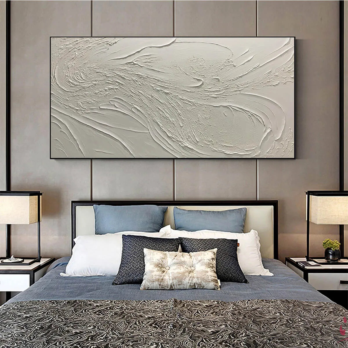 Textured 3D White Abstract Art | Minimalist Plaster Painting #AA 102