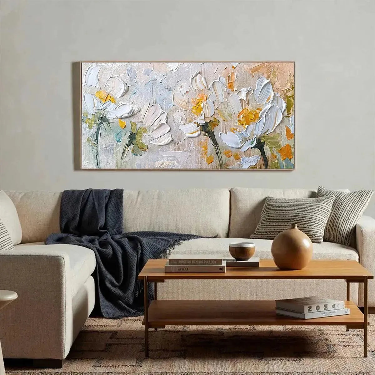 Abstract White & Yellow Daffodil Art | Textured 3D Painting #AA 177